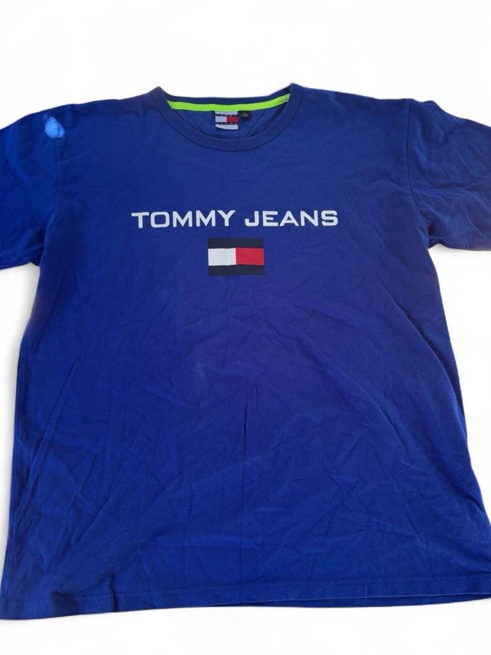 Tommy Hilfiger Blue Tommy Jeans Logo Tee with Red, White & Black Flag